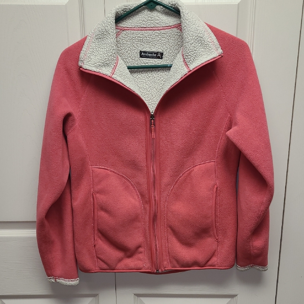 Avalanche Reversible Dusty Rose Fleece/Cream Sherpa Full Zip Jacket With Pockets